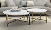 Zaidee Marble Top & Nickel Finish Nesting Table Set
