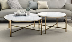 Zaidee Marble Top & Nickel Finish Nesting Table Set