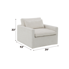Naveen Ivory Fabric Swivel Chair with 1 Toss Pillow