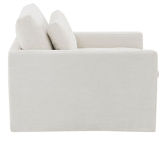 Naveen Ivory Fabric Swivel Chair with 1 Toss Pillow