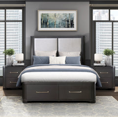 Modern Style Bedroom Furniture 1pc Nightstand of 2x Dovetail Drawers Charcoal Finish Elegant Design Bedside Table