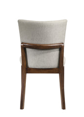 2pc Mid-century Brown Warm Wood Finish Curved Chairs Upholstered Seat Back Dining Room Wooden Solid Wood Furniture
