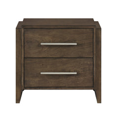 Transitional Dark Walnut Finish Two Drawers Nightstand 1pc Wooden Bedroom Furniture Solid Rubberwood