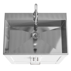Reed - Deluxe 28" Laundry Cabinet with Pull-out Faucet and Stainless Steel Sink - Pure White