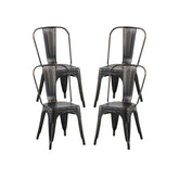 Set of 4 Sanded Matte Black Industrial Metal Dining Chairs 18 Inch Seat Height Stackable, Indoor Outdoor, Lightweight Easy-Clean Surface, Easy Assembly, Durable Modern Design, For Kitchen Restaurant