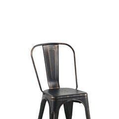 Set of 4 Sanded Matte Black Industrial Metal Dining Chairs 18 Inch Seat Height Stackable, Indoor Outdoor, Lightweight Easy-Clean Surface, Easy Assembly, Durable Modern Design, For Kitchen Restaurant