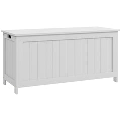 HOMCOM 39.4 inch Storage Chest w/ 2 Safety Hinges, Wooden Box, White
