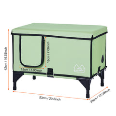 Elevated Heated Cat House Cuboid Kitty Shelter with Heated Pad Green (M)