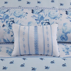 Full/Queen Floral Striped Comforter Set