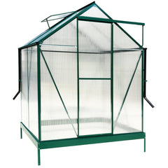 6.3'*4.2'*7' Polycarbonate Greenhouse, Heavy Duty Outdoor Aluminum Walk-in Green House Kit with Rain Gutter, Vent and Door for Backyard Garden, color green