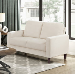 Modern Contemporary Sofa Set 2pcs Comfortable Sofa Loveseat Beige Corduroy Upholstered Cushion Solid Wood Living Room Furniture