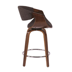 Curvini Mid-Century Modern Counter Stool in Walnut Wood and Charcoal Fabric by LumiSource - Set of 2
