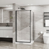 Goodyo Shower Enclosure Frameless 36 in.D x 36 in. W x 72 in. H, Corner Shower Door with 1/4 in. Clear Tempered Glass, Pivot Opening, Black Finish