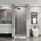 Goodyo 34"x72" Pivot Shower Door, 1/4 inch Thick Tempered Glass Swing Shower Door in Chrome Finish, Semi-Frameless Design