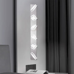 39" Modern Chrome 6-Light LED Vanity Light, Square Acrylic Lampshades Wall Mount Fixture for Bathroom, Mirror Lighting