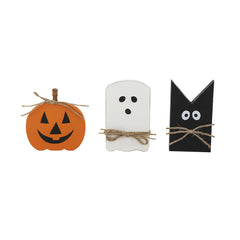 Set of 3 Halloween Holiday Table Decor, White: 4.8x8" Black: 4.5x8" Orange: 6.7x7"