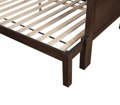 Transitional Style Twin Over Full Bunk Bed With Footboard Ladder, Walnut