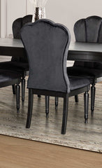 Glam Style 2pc Side Chair Fluted Legs Upholstered Seat Black Finish Dining Room