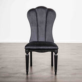 Glam Style 2pc Side Chair Fluted Legs Upholstered Seat Black Finish Dining Room