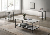White Finish Rustic Style 3pc Table Set 1x Coffee Table 2x End Table Minimalist Style Two Layered Storage Space Primary Living Room