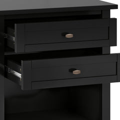 Warm Shaker Solid Wood 24 inch Wide Transitional Nightstand in Black