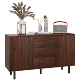 HOMCOM Sideboard Buffet Cabinet, Kitchen Cabinet with 2 Cupboards, 3 Drawers and Adjustable Shelves, Coffee Bar Cabinet for Living Room, Entryway, Rustic Brown