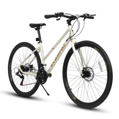 A28250 700Cx35 Road Bike with Aluminum Alloy Wheels, 21-Speed Gear System, Disc Brakes, Wide Tires – Ideal for Urban Commuting and Student Transportation