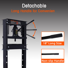20 Ton Bottle Jack Shop Press, Bend, Straighten, or Press Parts, Install Bearings, U-Joints, Bushings, Ball Joints, and Pulleys,black