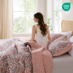 3-Piece Full/Queen Boho Floral Reversible Quilt