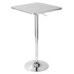 Bistro Contemporary Adjustable Square Bar Table in Silver by LumiSource