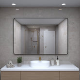 Tempered Wall Mirror 32x48 Inch Black Rectangular Mirror Metal Framed Mirror Vanity Mirror Dressing Mirror, for Bathroom, Living Room, Bedroom Wall Decor
