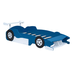 Twin Size Race Car-Shaped Platform Bed with Wheels,Blue(OLD SKU:WF311965AAC)