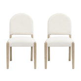 Dining Chairs with Back Mid Century Fabric Upholstered Armless Dining Room Side Chairs Set of 2-Light Ash+Beige