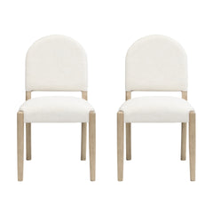 Dining Chairs with Back Mid Century Fabric Upholstered Armless Dining Room Side Chairs Set of 2-Light Ash+Beige