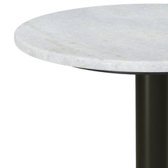 Evans Side Table in White Genuine Marble and Black/Gold Iron