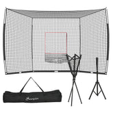 Soozier 17' x 5.5' Baseball Net with Strike Zone, Tee, Caddy, and Carry Bag for Pitching and Hitting, Portable Extra Large Softball and Baseball Training Equipment