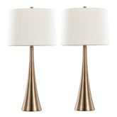 Diana 29" Contemporary Metal Table Lamp in Matte Golden Bronze with White Linen Shade from Grandview Gallery by LumiSource - Set of 2