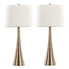 Diana 29" Contemporary Metal Table Lamp in Matte Golden Bronze with White Linen Shade from Grandview Gallery by LumiSource - Set of 2