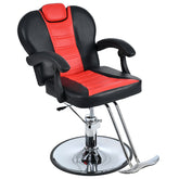 Classic Reclining barber Chair Salon Chair for Hair Stylist with Heavy Duty Hydraulic Pump, 360° Rotation, Tattoo Chair Shampoo Beauty Salon Equipment, Max Load Weight 330 Lbs, Red & Black