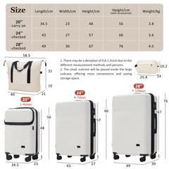 Luggage Sets 5 Piece with Half-opening, Hardside Carry On Suitcase Set with Double Spinner Wheel, Lightweight Travel Luggage with USB Port,TSA Locks