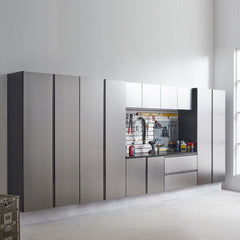 Nova Series Wood Utility Storage Garage Cabinet in Metallic Gray / Nova Series Wall Mounted Wood Utility Storage Garage Cabinet in Metallic Gray (32 in W x 72 in H x 20 in D)