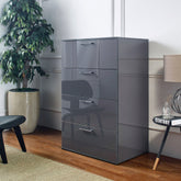 Bliss Glossy Four-Drawer Jumbo Chest in Dark Gray