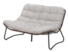 Patio Loveseat Sofa, Outdoor Wicker Loveseat with Luxury Thick Cushion, All-Weather Patio Furniture Set, Outdoor Glider Bench for Garden Balcony Backyard