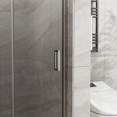 Goodyo 34"x 72" Bifold Frameless Glass Shower Door 1/4 inch Tempered Clear Glass Pivot Swing Shower Panel in Chrome Finish, Foldable