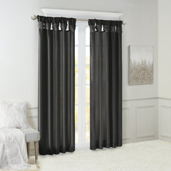 Twist Tab Lined Window Curtain Panel Black 50x120"