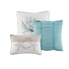 7 Piece Cotton Sateen Comforter Set Aqua King