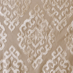 Knitted Jacquard Damask Total Blackout Grommet Top Curtain Panel Pair(2 Pcs Window Panels)