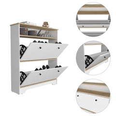 Cranbery 2-Shelf Shoe Rack Light Oak and White