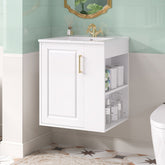 20" Wall Mounted Bathroom Cabinet with Side Cabinet Combo, Bathroom Cabinet with Soft-Closing Door, Modern Bathroom Vanity with Sink,White
