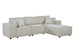 Harvey 104" Sofa with Reversible Chaise in Beige Linen